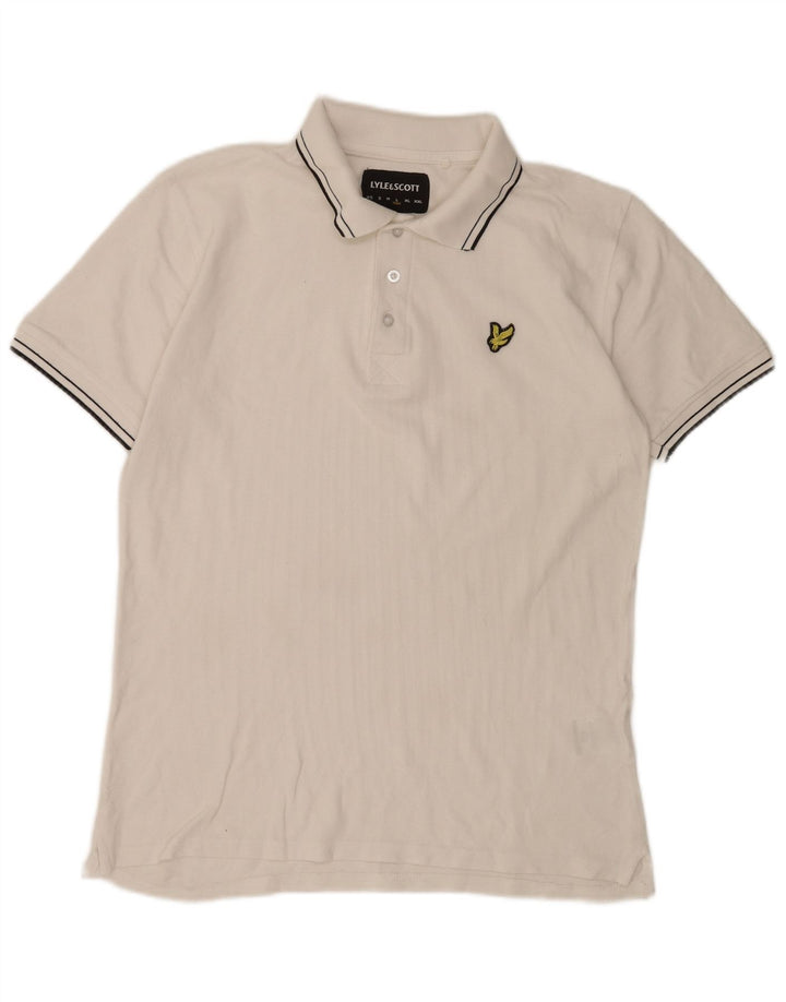 Lyle & Scott Ανδρικό πουκάμισο πόλο μεγάλο λευκό βαμβακερό ριγέ