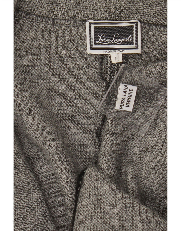 Luisa Spagnoli γυναικείο σακάκι 2 κουμπιών UK 14 μεγάλο γκρι παρθένο μαλλί