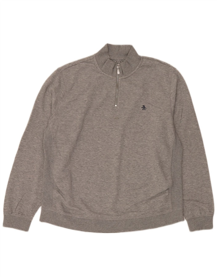 Ανδρικό φούτερ Penguin με φερμουάρ Jumper XL Γκρι βαμβακερό