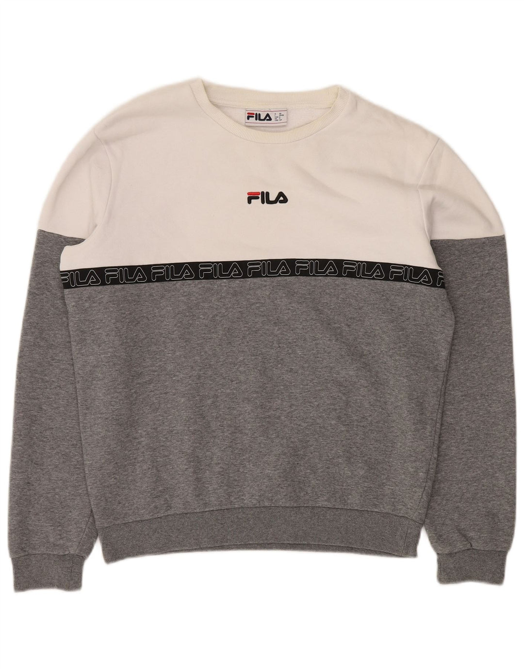 Ανδρικό γραφικό φούτερ FILA Jumper Small Grey Colourblock Βαμβακερό