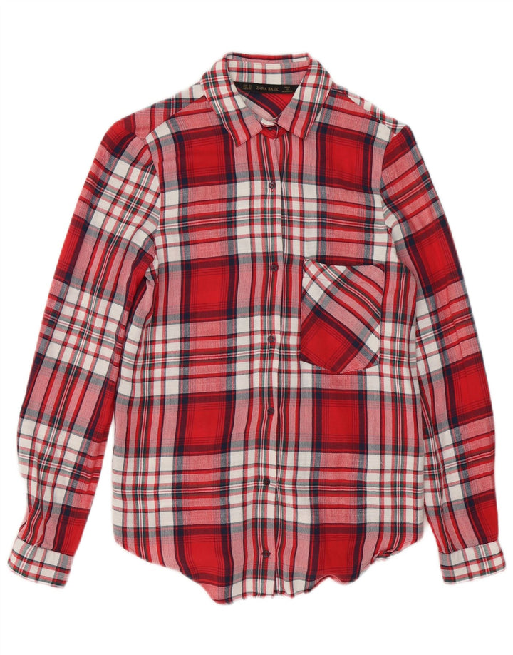 Γυναικείο φανελένιο πουκάμισο ZARA UK 6 XS Red Check Cotton