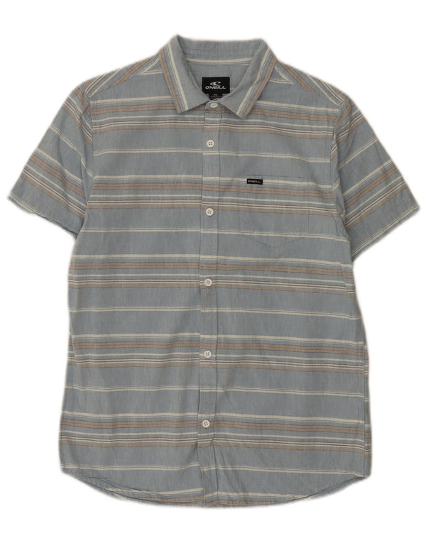 O'Neill Boys Short Sleeve Standard Fit Shirt 13-14 Years XL Blue Striped