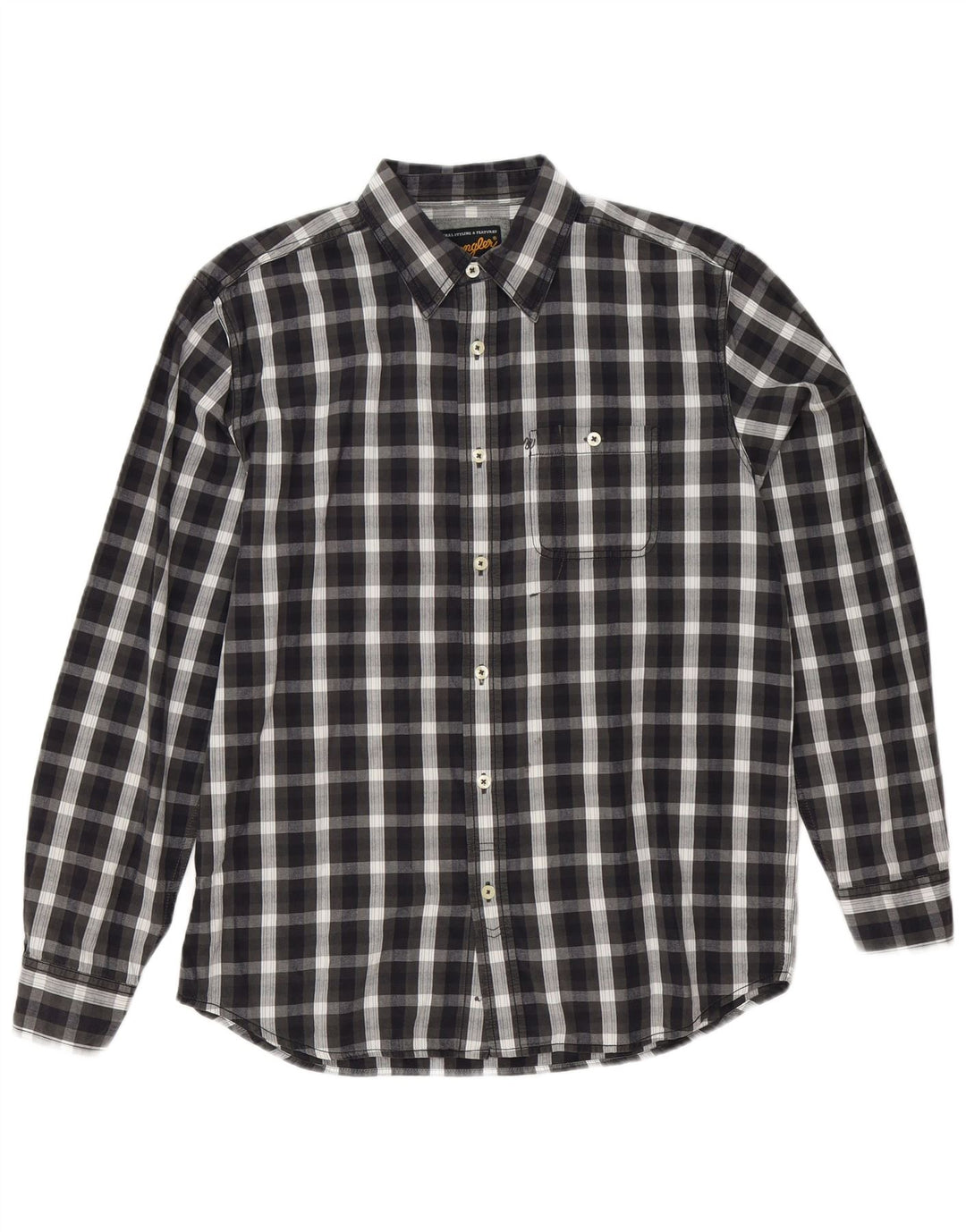 Ανδρικό πουκάμισο Wrangler, μεσαίο μαύρο βαμβακερό
