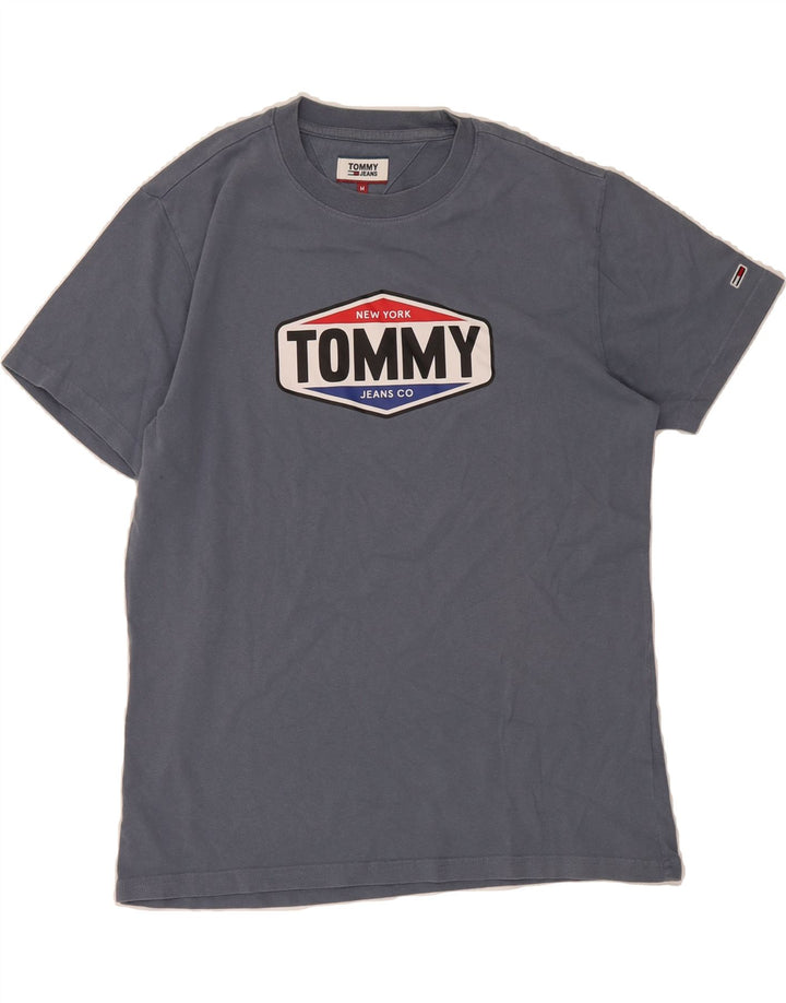 TOMMY HILFIGER Mens Graphic T-Shirt Top Medium Blue Vintage Tommy Hilfiger and Second-Hand Tommy Hilfiger from Messina Hembry 