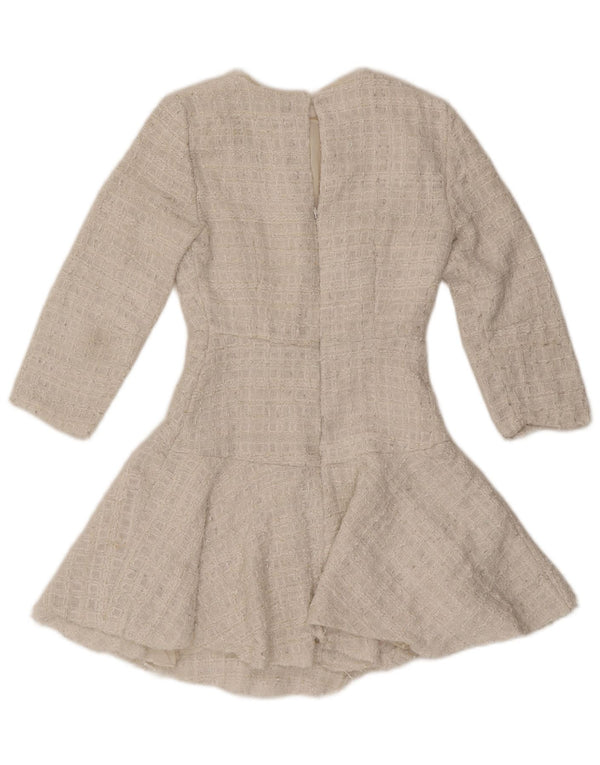 Zara Womens 3/4 Sleeve A-Line Dress UK 6 XS White Polyester