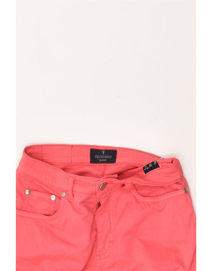 TRUSSARDI Womens Slim Casual Trousers W24 L31 Pink Cotton | Vintage Trussardi | Thrift | Second-Hand Trussardi | Used Clothing | Messina Hembry 