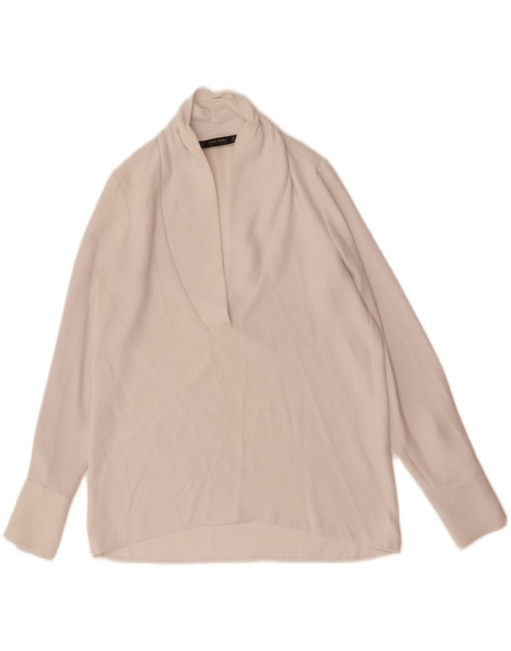 ZARA Womens Oversized Long Sleeve Blouse Top UK 6 XS Off White Vintage Zara and Second-Hand Zara from Messina Hembry 