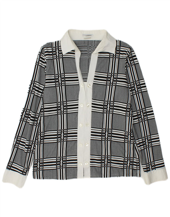 NARACAMICIE Γυναικείο πουκάμισο με διπλό στήθος Μπλούζα UK 14 Μεσαίο γκρι τσεκ