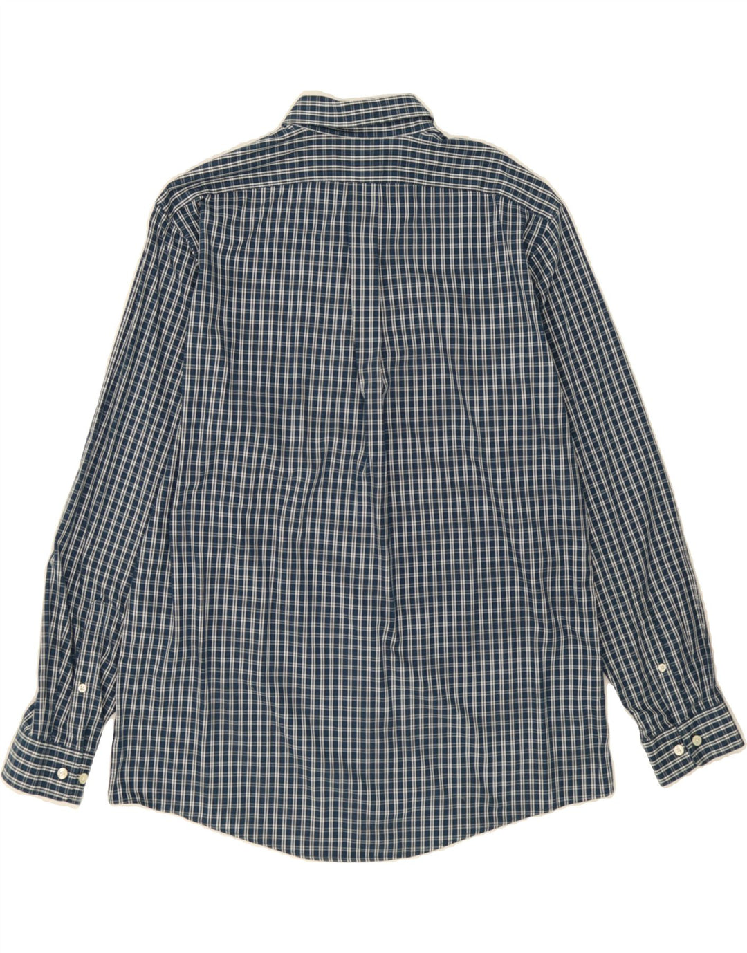 EDDIE BAUER Mens Relaxed Fit Shirt Large Navy Blue Check Cotton Vintage Eddie Bauer and Second-Hand Eddie Bauer from Messina Hembry 