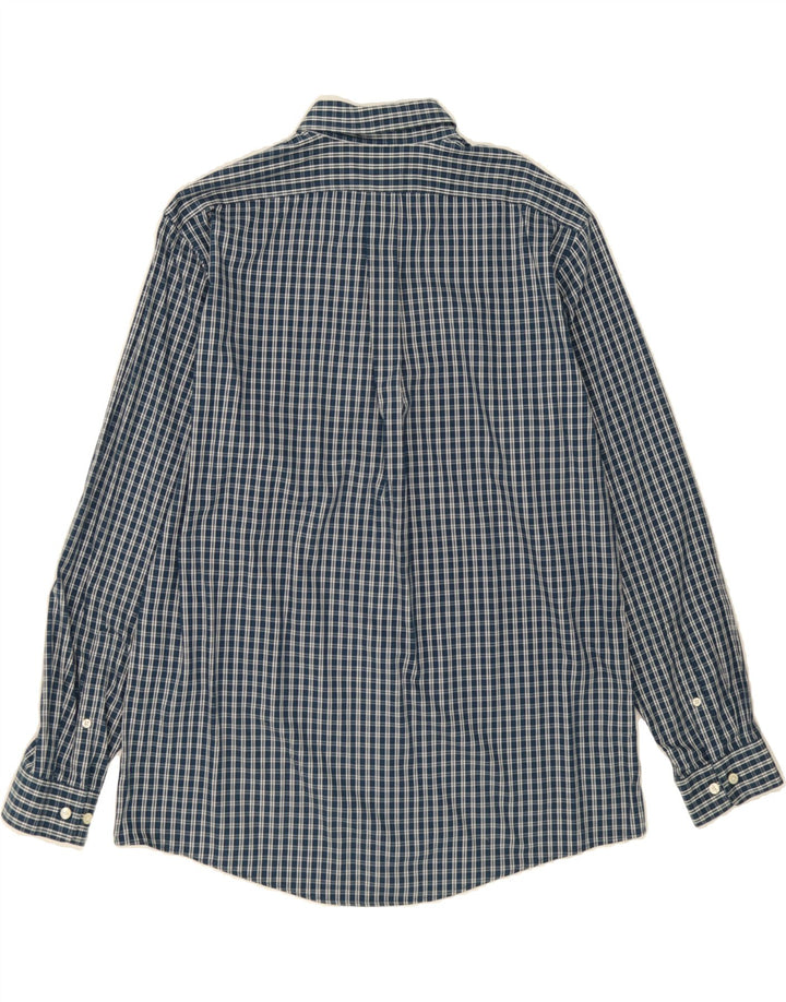 EDDIE BAUER Mens Relaxed Fit Shirt Large Navy Blue Check Cotton Vintage Eddie Bauer and Second-Hand Eddie Bauer from Messina Hembry 