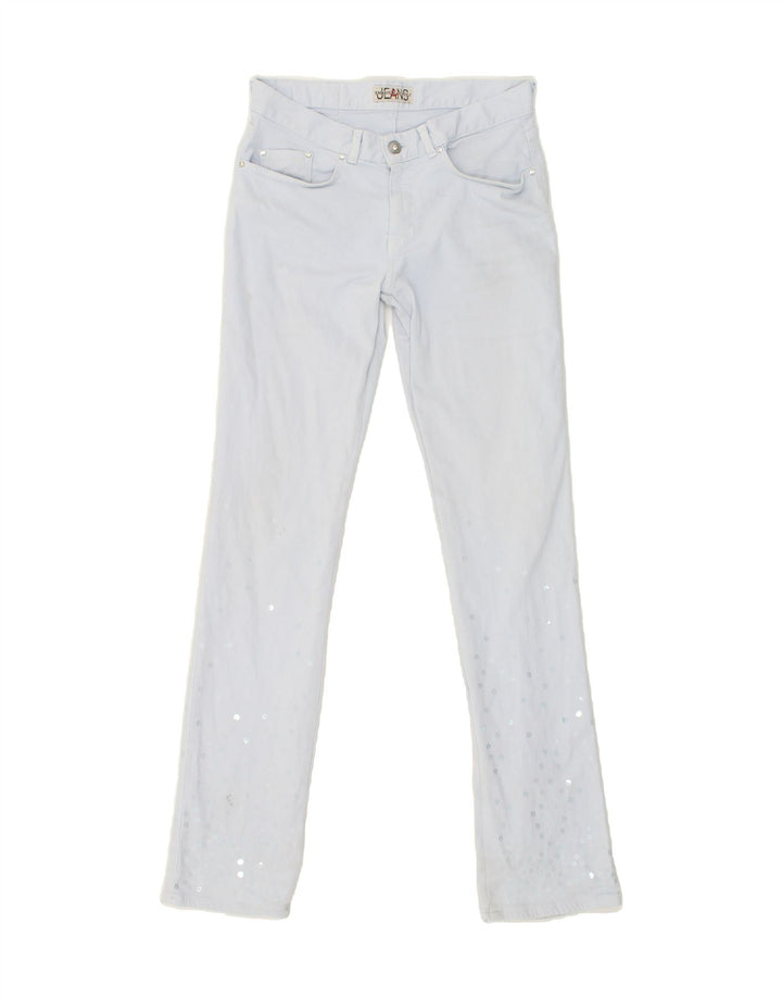 EMMANUEL SCHVILI Womens Slim Casual Trousers IT 42 Medium W32 L32 Blue | Vintage Emmanuel Schvili | Thrift | Second-Hand Emmanuel Schvili | Used Clothing | Messina Hembry 