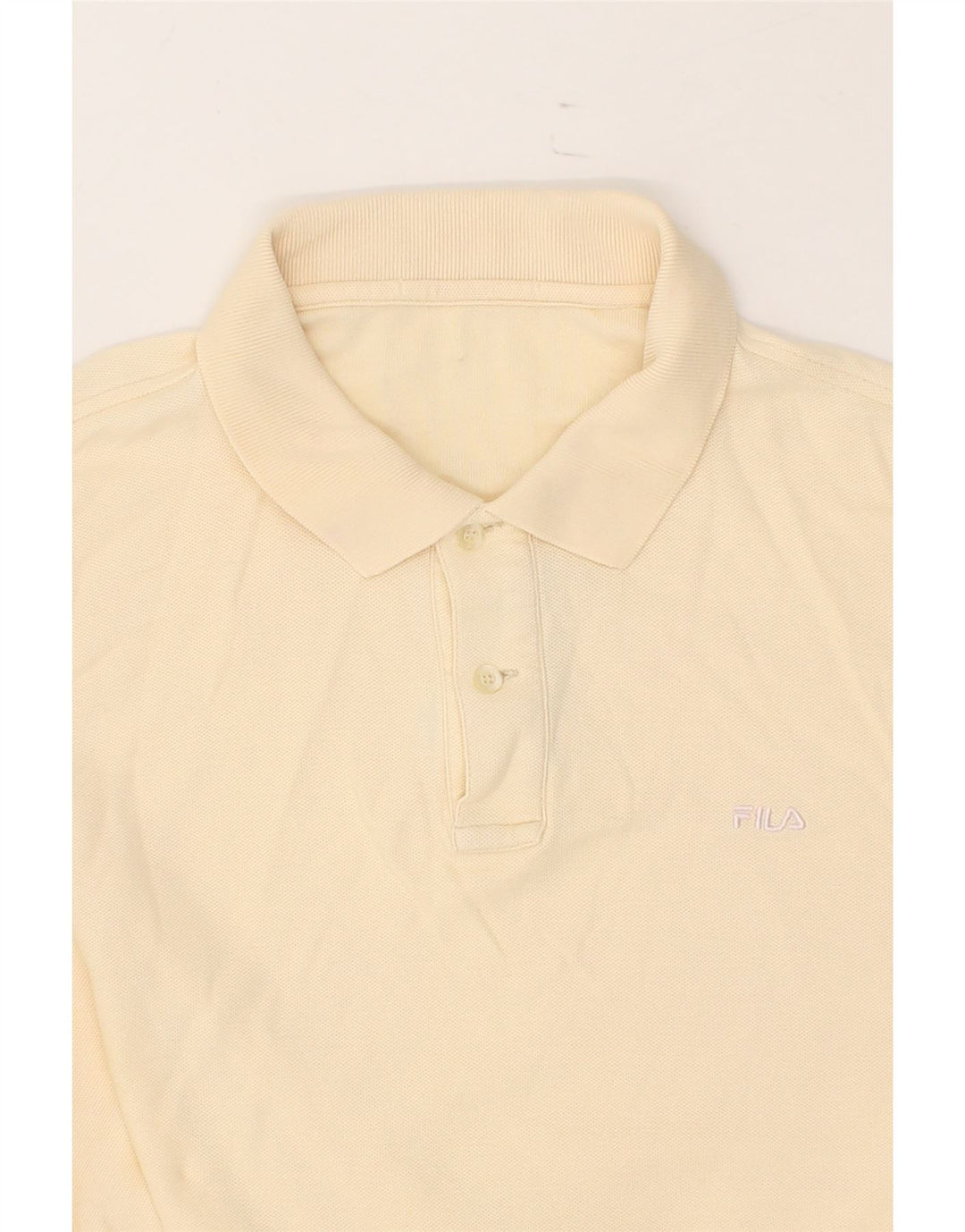 FILA Mens Long Sleeve Polo Shirt Large Beige Vintage Fila and Second-Hand Fila from Messina Hembry 