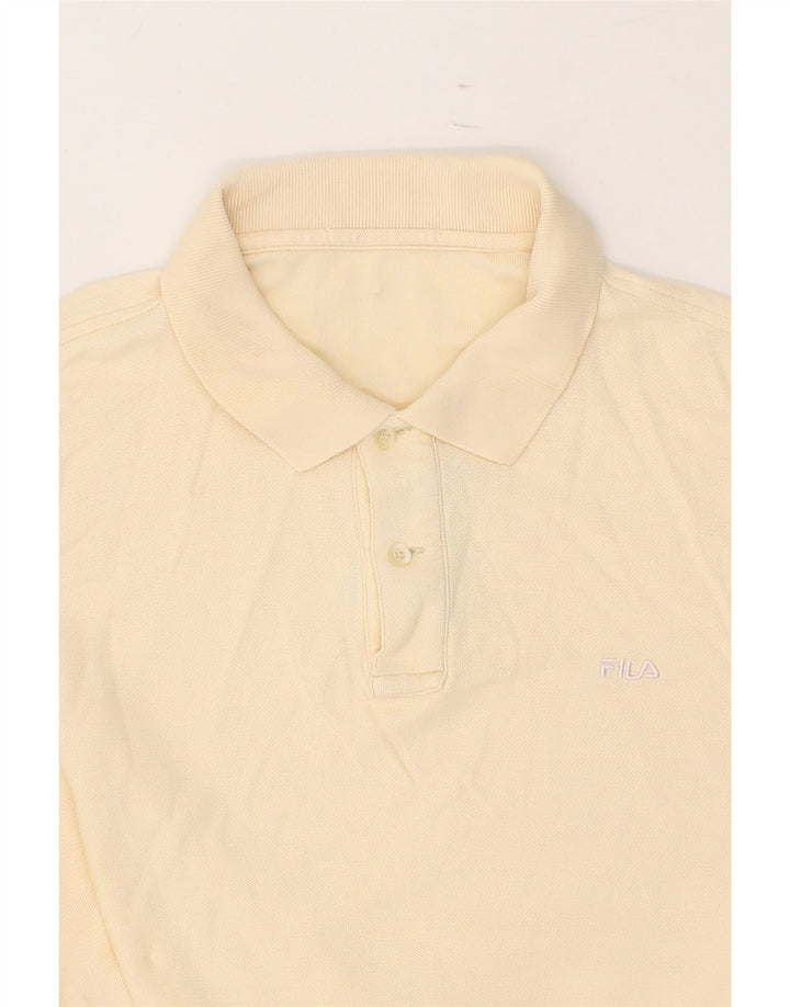 FILA Mens Long Sleeve Polo Shirt Large Beige Vintage Fila and Second-Hand Fila from Messina Hembry 