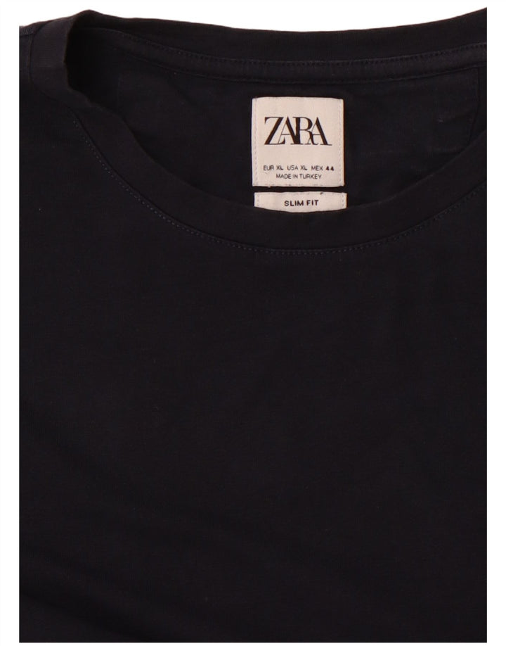 Ανδρικό T-Shirt Zara Slim Fit Top XL Navy Blue