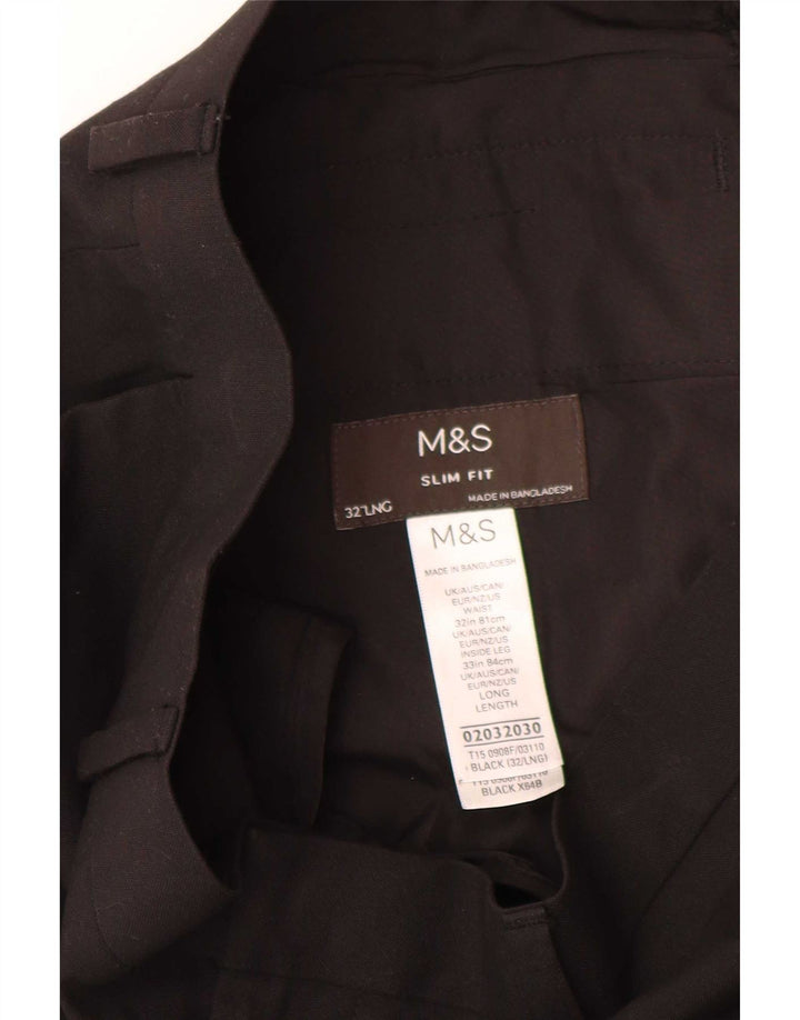 Marks & Spencer Ανδρικό Παντελόνι Κοστούμι Slim Fit W32 L33 Μαύρο πολυεστέρα