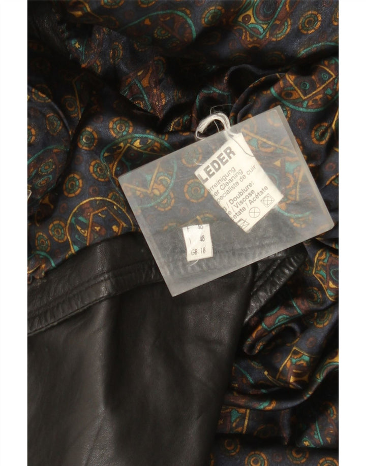 Vintage Γυναικείο Oversized Δερμάτινο Μπουφάν UK 18 XL Μαύρο Δερμάτινο