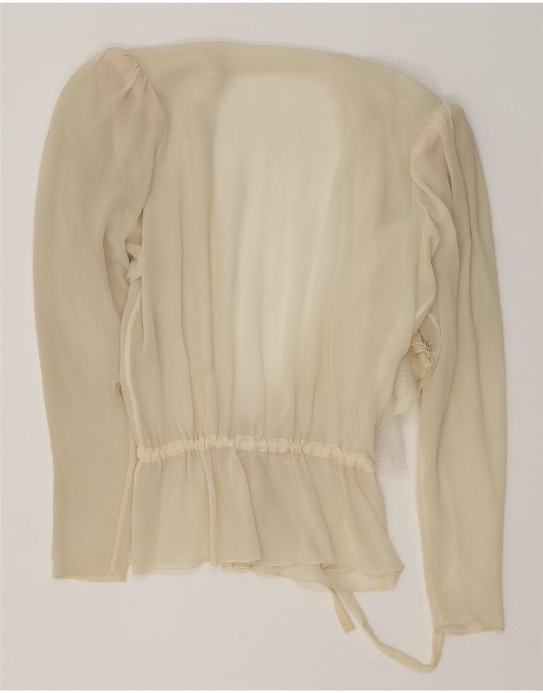 Vintage γυναικεία μπλούζα See Through Wrap Top UK 16 Large Off White