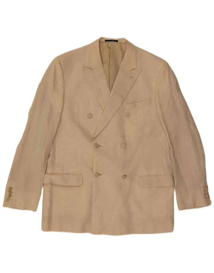Valentino Ανδρικό Μπουφάν Blazer με διπλό στήθος IT 54 2XL Μπεζ Λινό