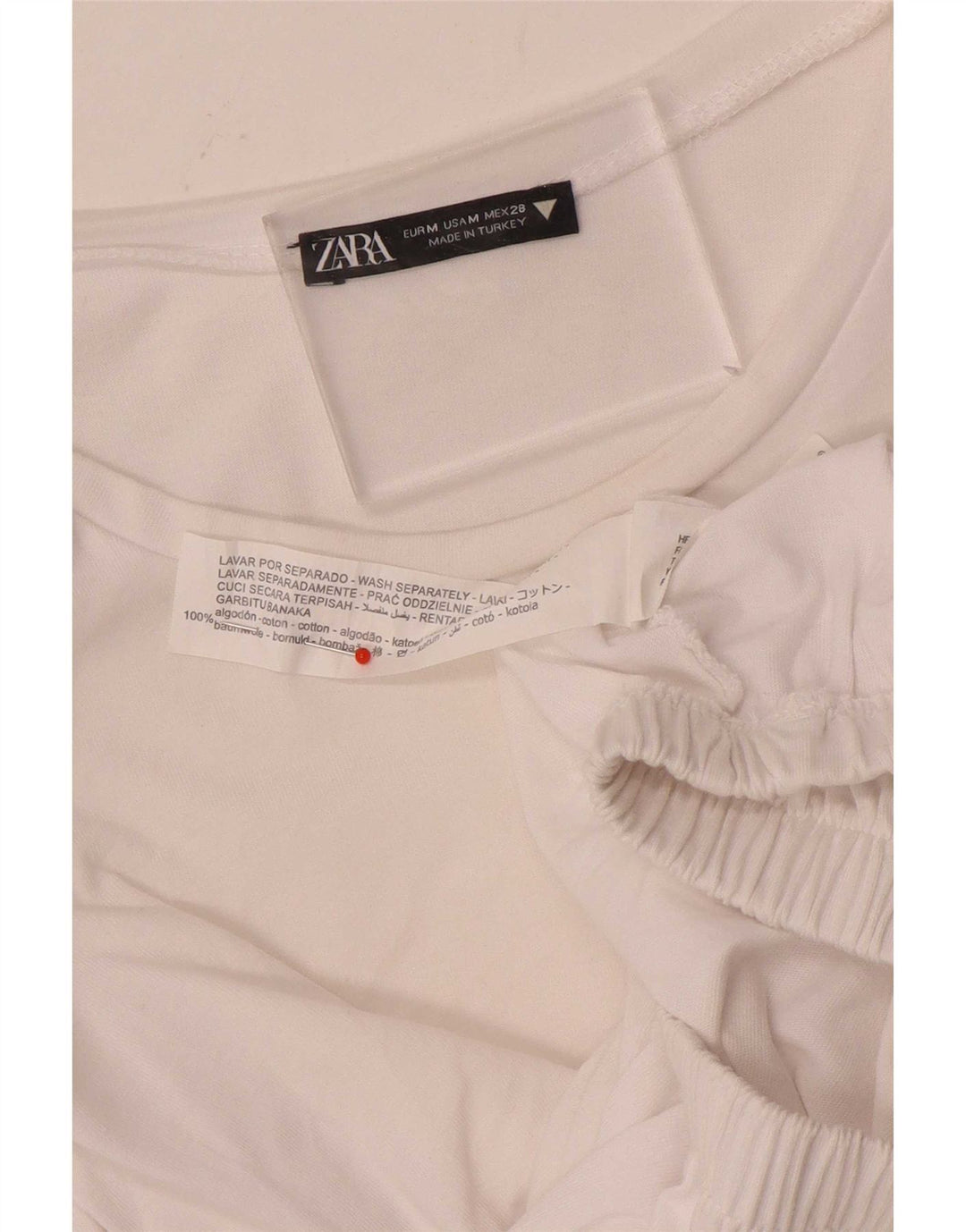 Zara Γυναικεία Μπλούζα Crop Top UK 12 Μεσαία Λευκή Βαμβακερή
