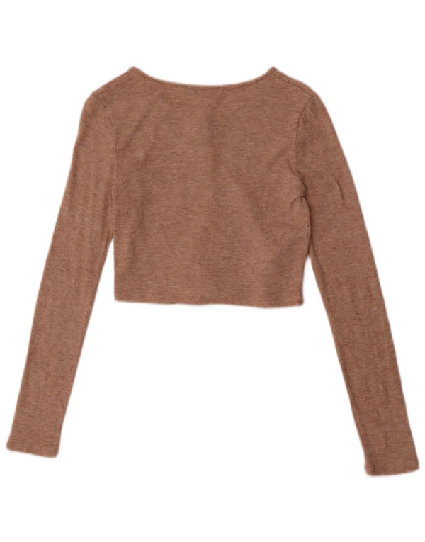 Zara Γυναικείο Crop Top UK 8 Small Beige Flecked