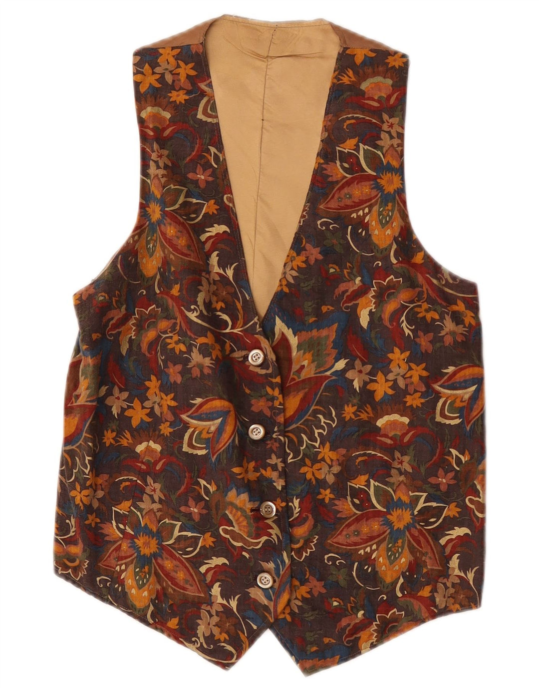 Vintage Ανδρικό Γιλέκο XS Καφέ Floral