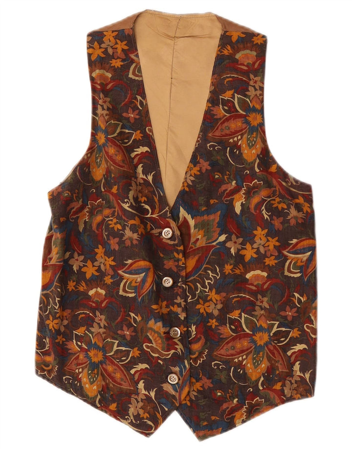 Vintage Ανδρικό Γιλέκο XS Καφέ Floral