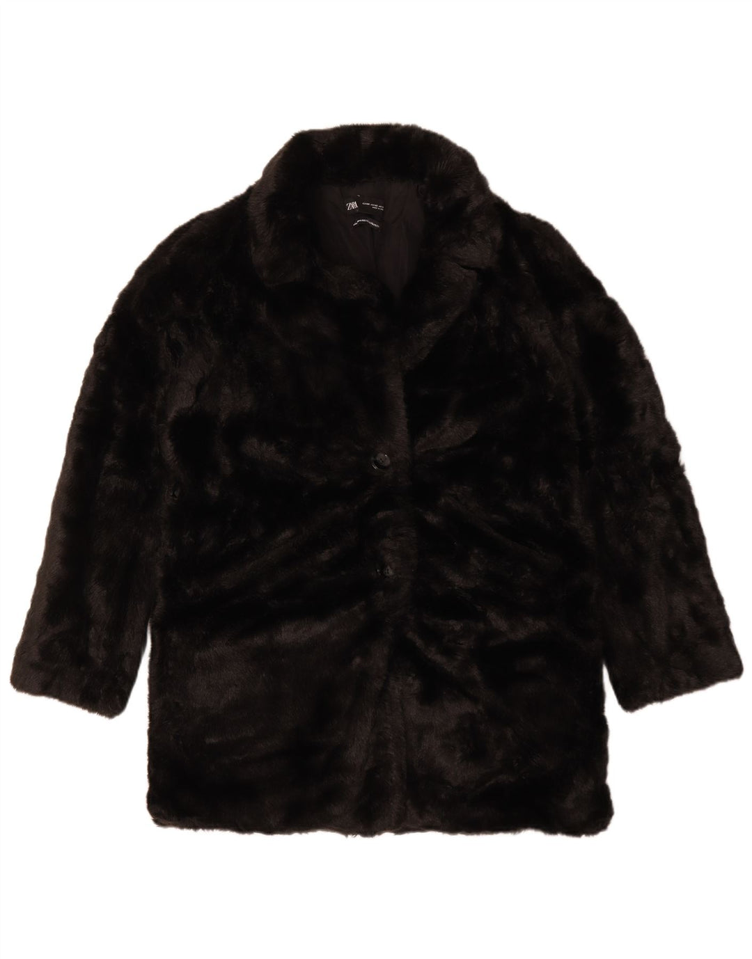 Γυναικείο παλτό Zara Oversized Faux Fur UK 6 XS Μαύρο Πολυεστέρας
