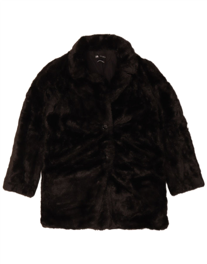 Γυναικείο παλτό Zara Oversized Faux Fur UK 6 XS Μαύρο Πολυεστέρας