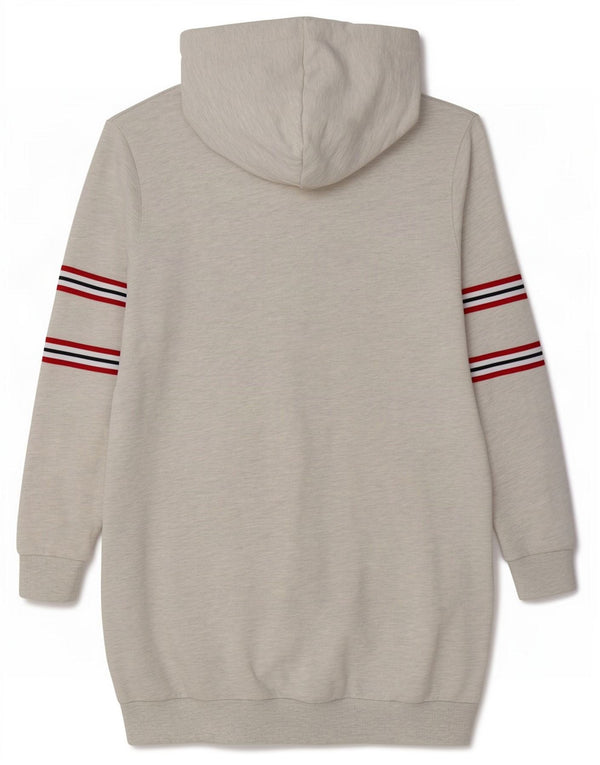 Γυναικείο φόρεμα με κουκούλα Superdry UK 12 μεσαίο γκρι ριγέ βαμβακερό