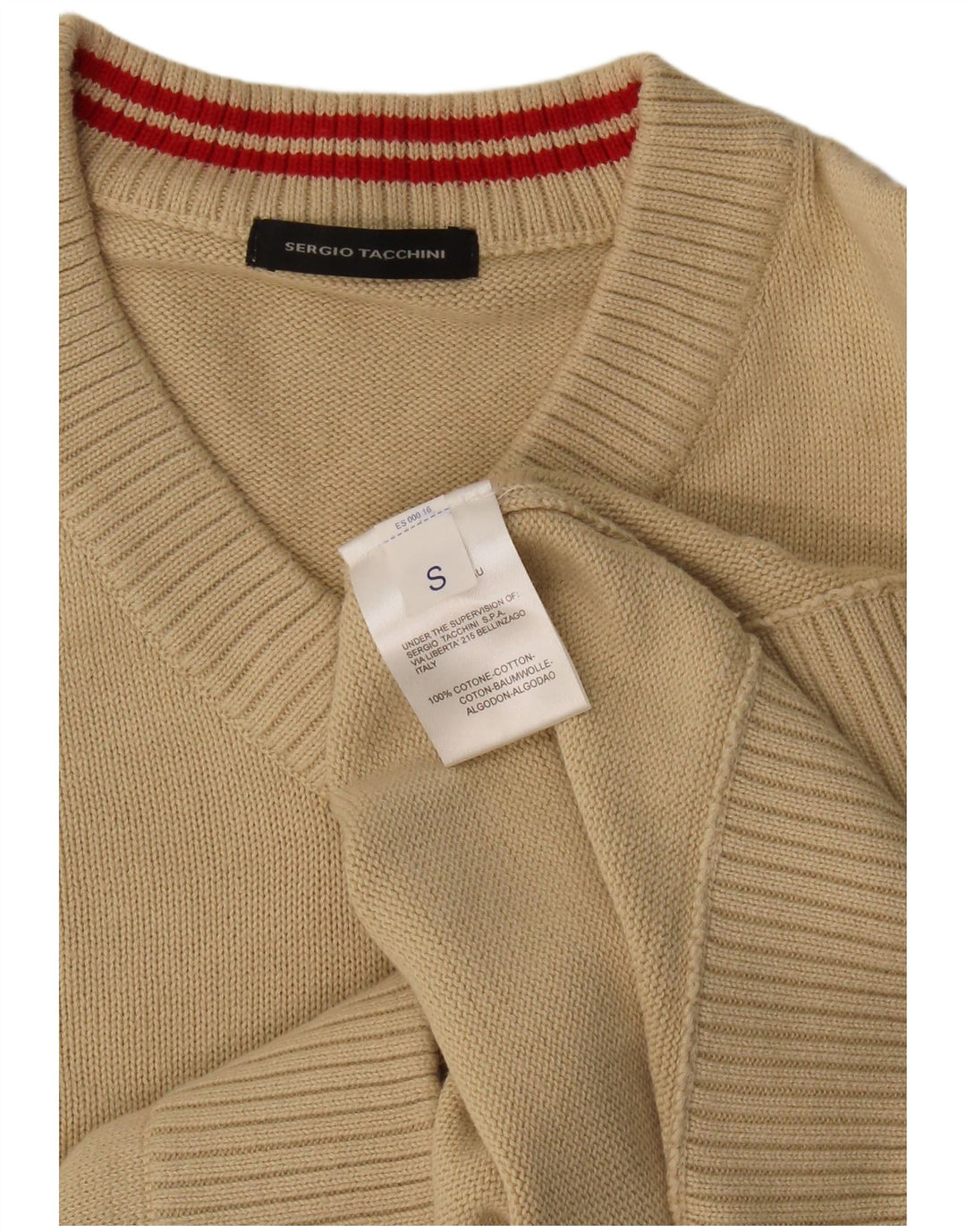 Sergio Tacchini Ανδρικό πουλόβερ με λαιμόκοψη V-λαιμόκοψη μικρό μπεζ βαμβακερό