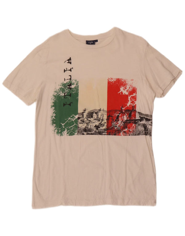 Lotto Mens Italia Graphic T-Shirt Top μεγάλο λευκό βαμβακερό