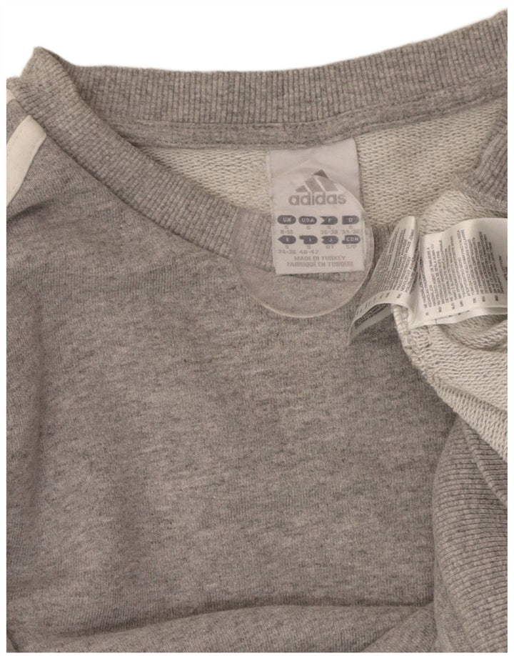 ADIDAS Womens Sweatshirt Jumper UK 10 Small Grey Cotton