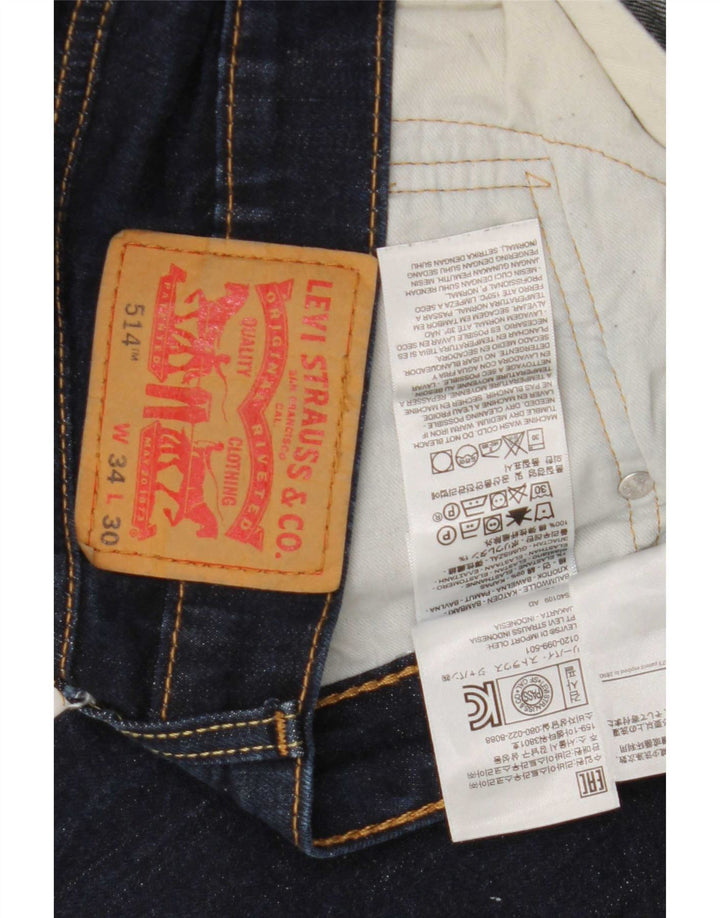 Levi's Mens 514 Straight Jeans W34 L30 Navy Blue Cotton