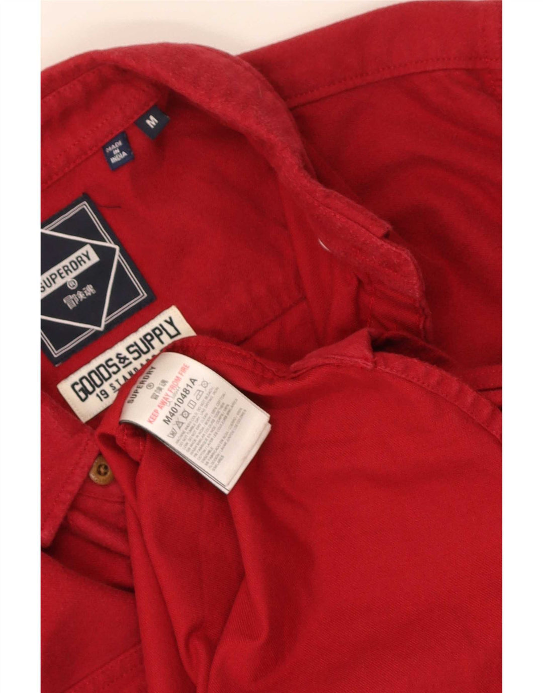 Ανδρικό πουκάμισο Superdry, μεσαίο κόκκινο βαμβακερό