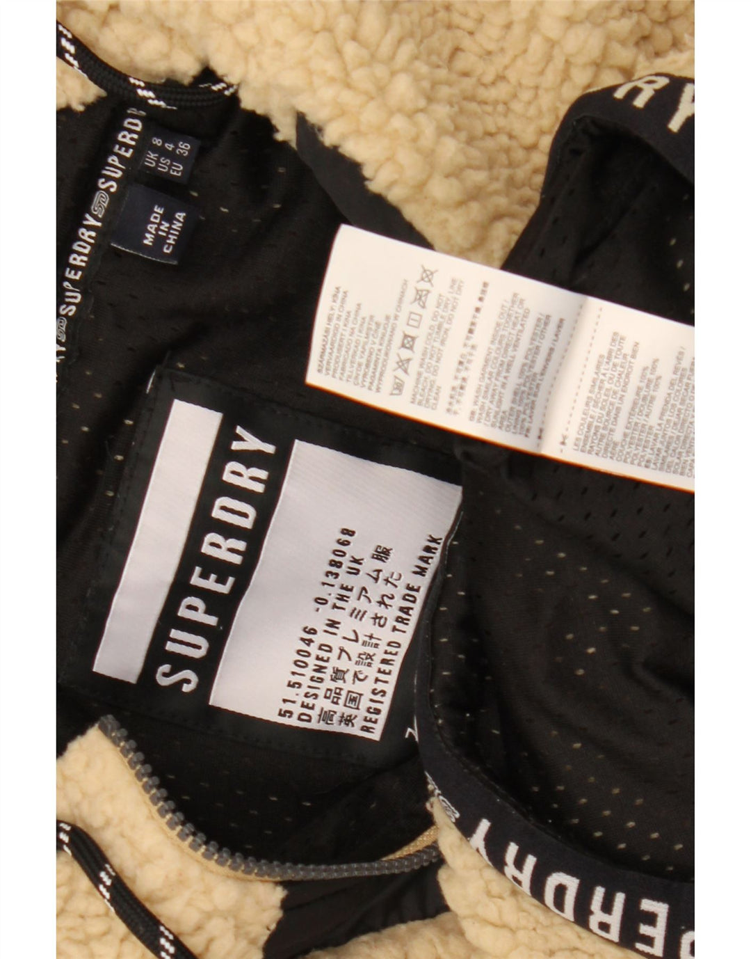 Superdry Γυναικείο Υπερμεγέθη Γραφικό Fleece Jumper UK 8 Small Beige