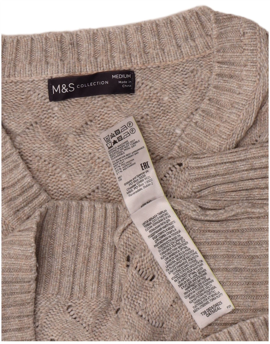 Marks & Spencer Γυναικείο πουλόβερ με λαιμόκοψη με V λαιμόκοψη UK 14 Medium Grey