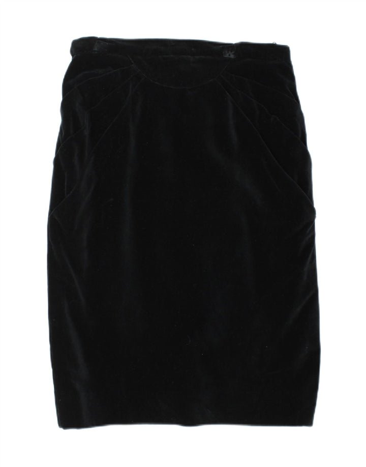 VINTAGE Womens Velvet Straight Skirt W30 Medium  Black Vintage Vintage and Second-Hand Vintage from Messina Hembry 