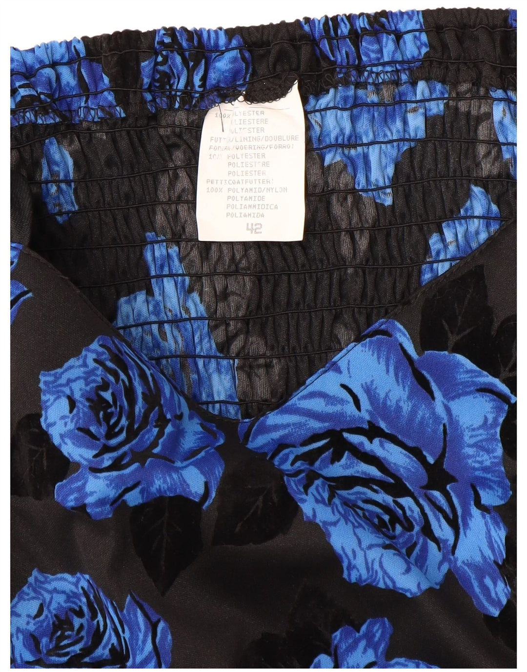 VINTAGE Γυναικείο Αμάνικο Φόρεμα A-Line IT 42 Medium Blue Floral Polyester