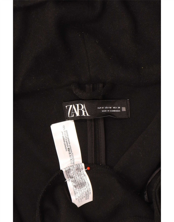 Zara Γυναικείο πανωφόρι με κουκούλα UK 14 Medium Black Polyester
