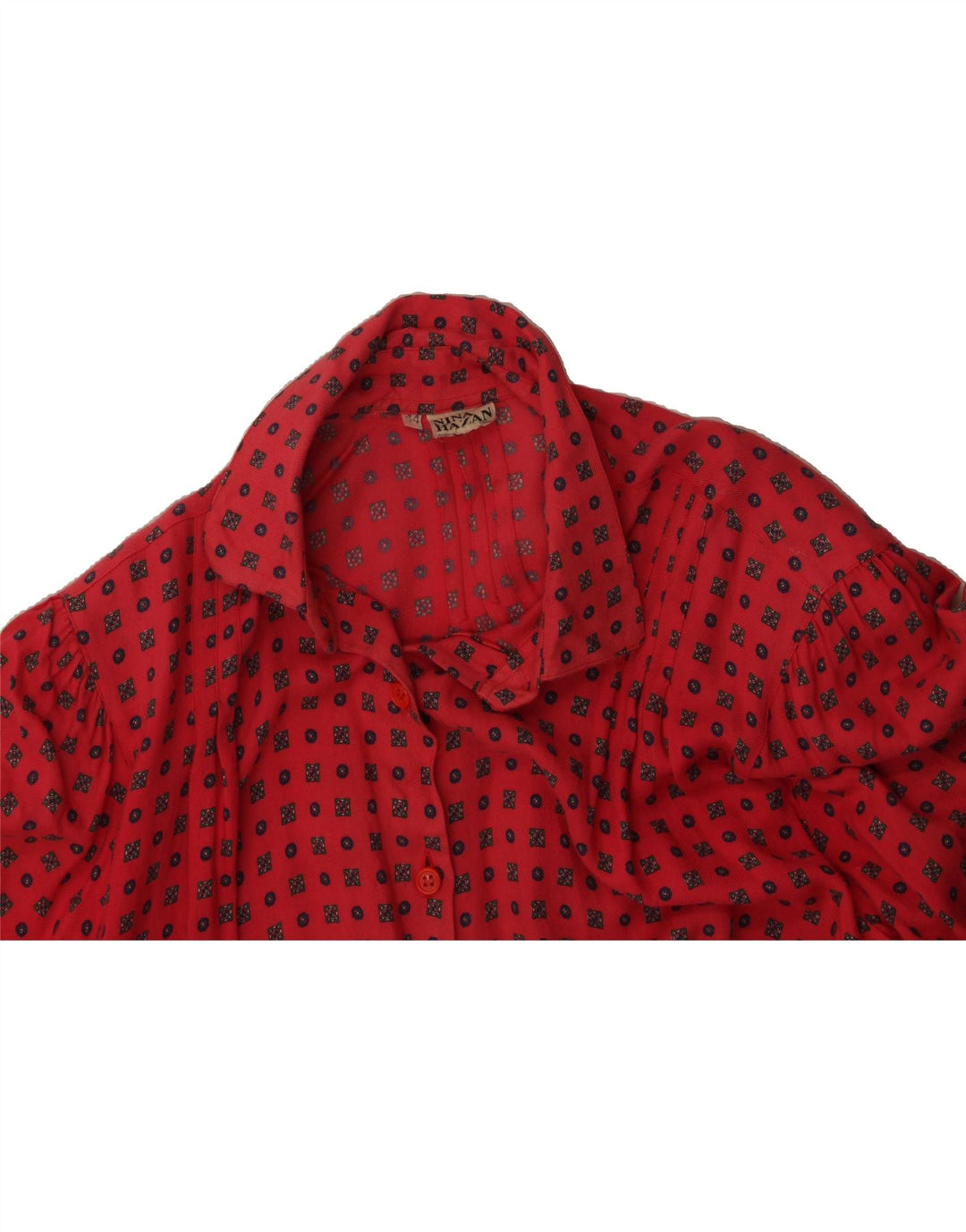 VINTAGE Womens Abstract Pattern Flannel Shirt EU 44 XL Red Viscose Vintage Vintage and Second-Hand Vintage from Messina Hembry 