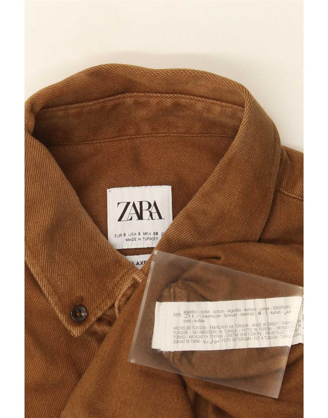 Ανδρικό τζιν πουκάμισο Zara μικρό μπεζ βαμβακερό