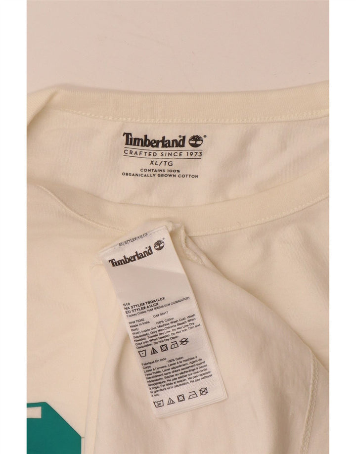 TIMBERLAND Ανδρικό γραφικό τοπ μακρυμάνικο XL από λευκό βαμβακερό