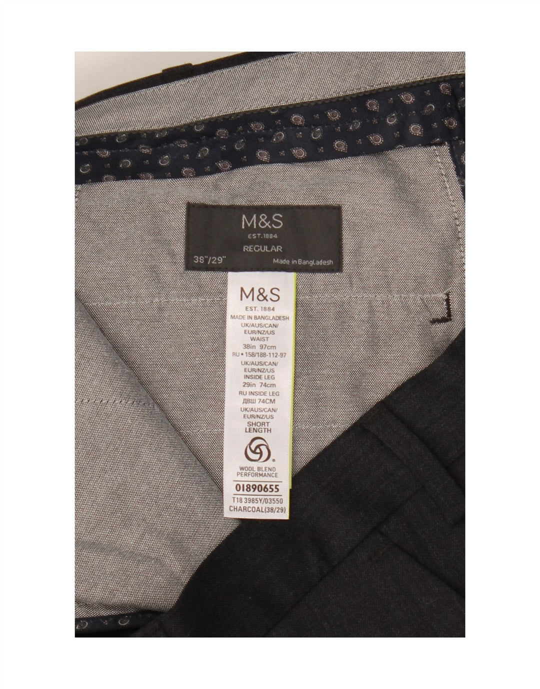 Marks & Spencer Ανδρικό παντελόνι κανονικό κοστούμι W38 L29 Γκρι πολυεστέρας