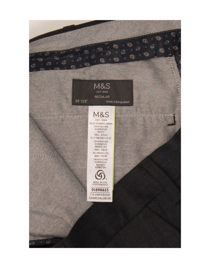 Marks & Spencer Ανδρικό παντελόνι κανονικό κοστούμι W38 L29 Γκρι πολυεστέρας