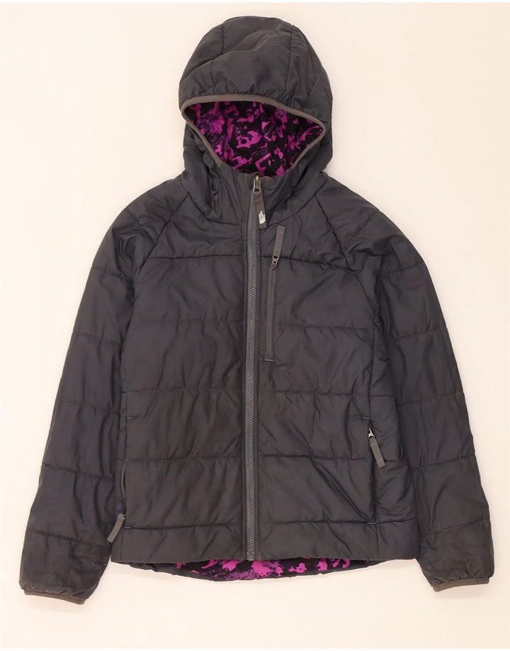 The North Face Girls Hooded Reversible Jacket 9-10 Years Medium Black