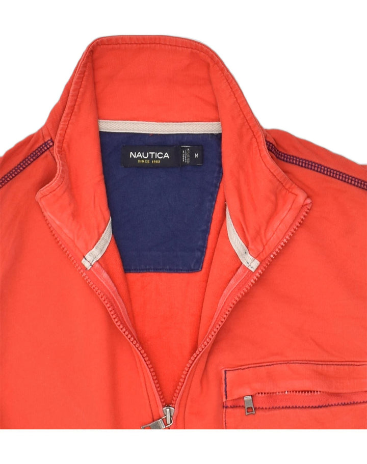 NAUTICA Mens Zip Neck Sweatshirt Jumper Medium Red Cotton | Vintage Nautica | Thrift | Second-Hand Nautica | Used Clothing | Messina Hembry 