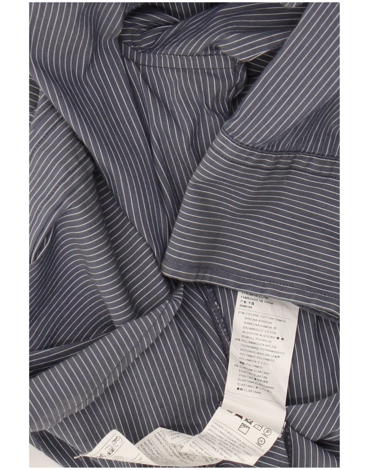 Ανδρικό πουκάμισο Benetton Μεγάλο μπλε Navy Pinstripe Βαμβακερό