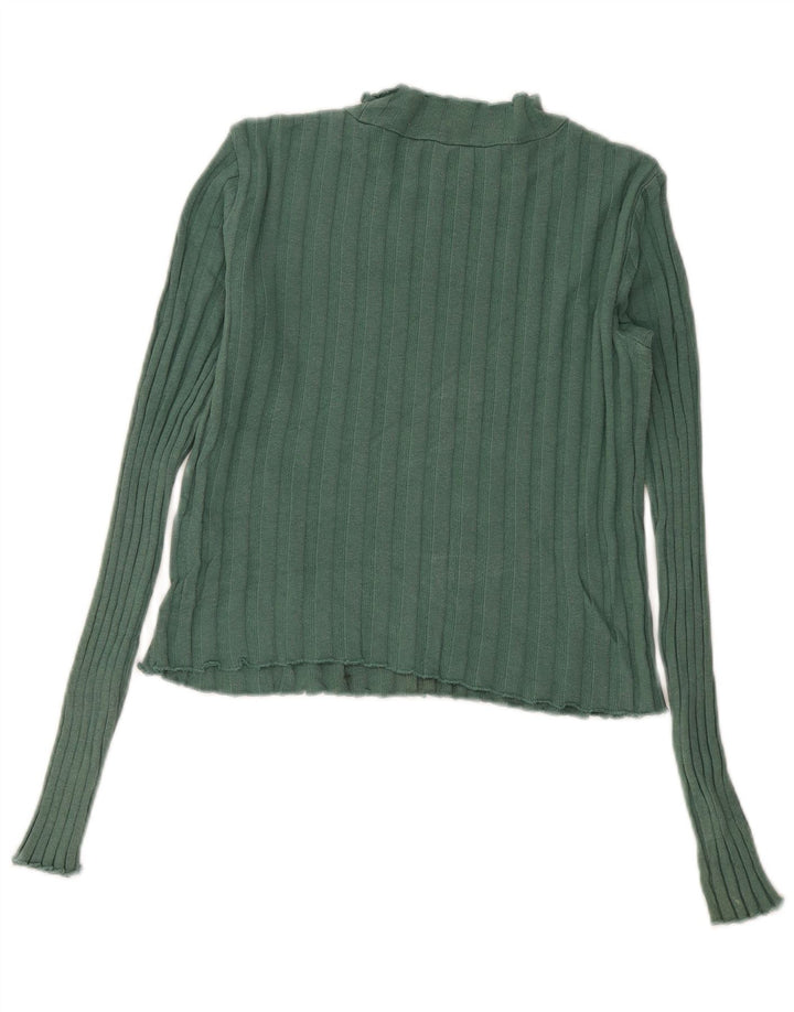 Zara Γυναικείο Crop Top μακρυμάνικο UK 12 Medium Green