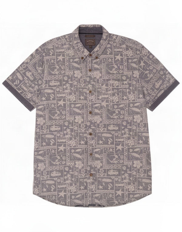 Fat Face Ανδρικό κοντομάνικο πουκάμισο Classic Fit Large Blue Floral Βαμβακερό