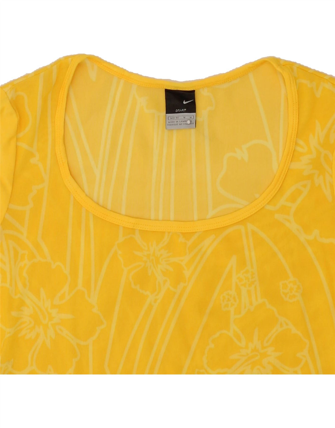 NIKE Womens See Through Top US 8/10 Medium Yellow Floral Nylon Vintage Nike and Second-Hand Nike from Messina Hembry 